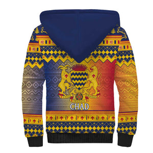 Afro Chad Christmas Sherpa Hoodie Coat Of Arms With African Pattern