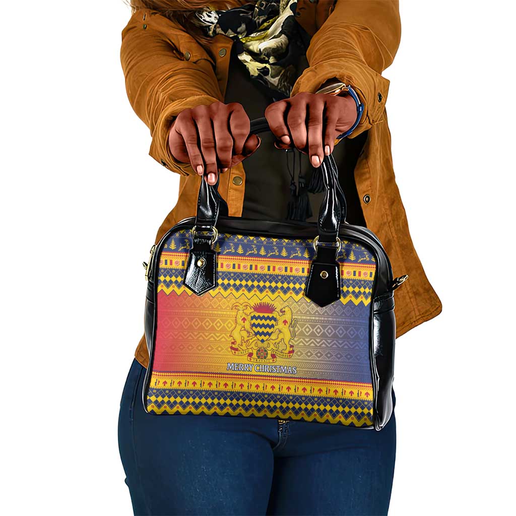 Afro Chad Christmas Shoulder Handbag Coat Of Arms With African Pattern