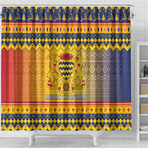 Afro Chad Christmas Shower Curtain Coat Of Arms With African Pattern