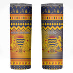 Afro Chad Christmas Skinny Tumbler Coat Of Arms With African Pattern