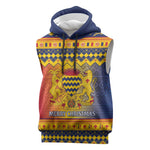 Afro Chad Christmas Sleeveless Hoodie Coat Of Arms With African Pattern - African Pride