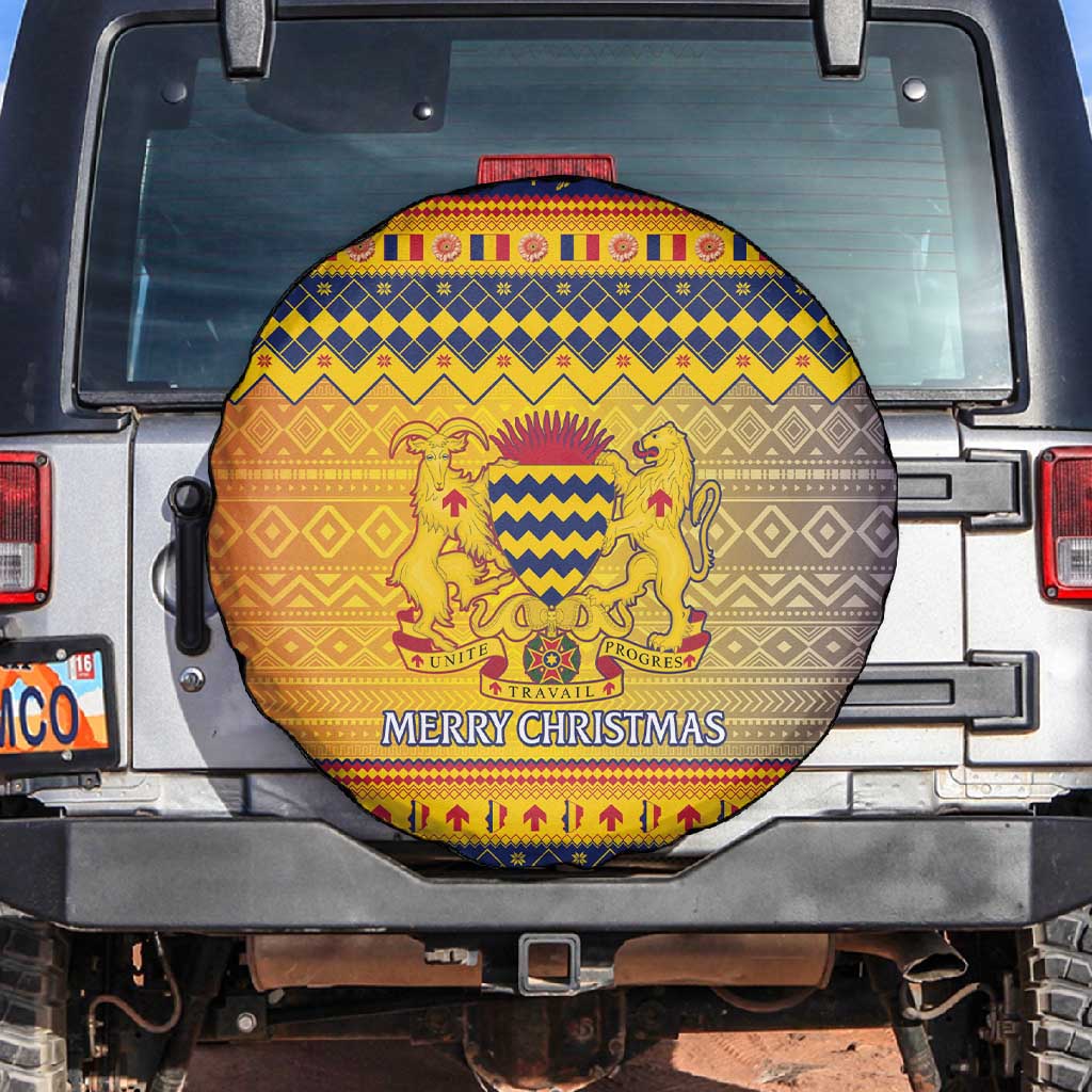 Afro Chad Christmas Spare Tire Cover Coat Of Arms With African Pattern