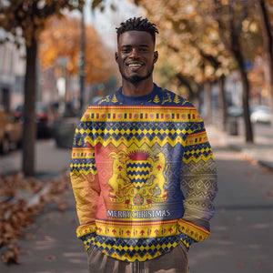 Afro Chad Christmas Sweatshirt Coat Of Arms With African Pattern