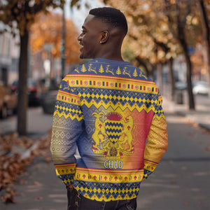 Afro Chad Christmas Sweatshirt Coat Of Arms With African Pattern