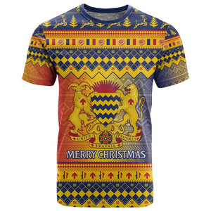 Afro Chad Christmas T shirt Coat Of Arms With African Pattern