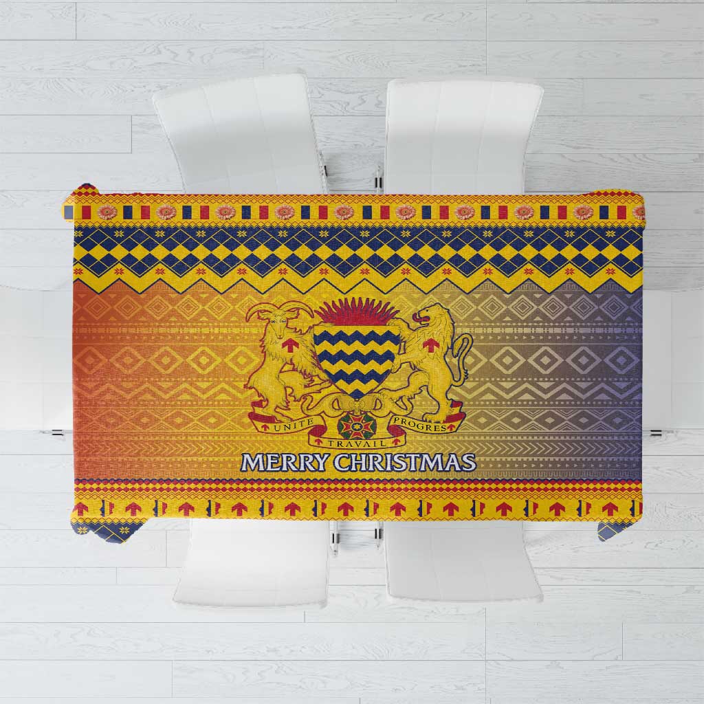 Afro Chad Christmas Tablecloth Coat Of Arms With African Pattern