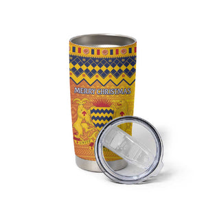 Afro Chad Christmas Tumbler Cup Coat Of Arms With African Pattern