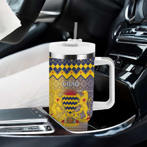 Afro Chad Christmas Tumbler With Handle Coat Of Arms With African Pattern