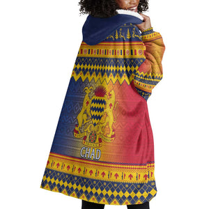 Afro Chad Christmas Wearable Blanket Hoodie Coat Of Arms With African Pattern