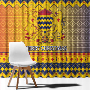 Afro Chad Christmas Window Curtain Coat Of Arms With African Pattern