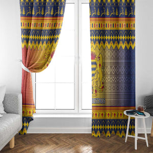 Afro Chad Christmas Window Curtain Coat Of Arms With African Pattern