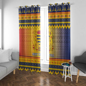 Afro Chad Christmas Window Curtain Coat Of Arms With African Pattern