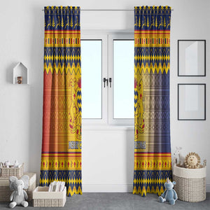 Afro Chad Christmas Window Curtain Coat Of Arms With African Pattern