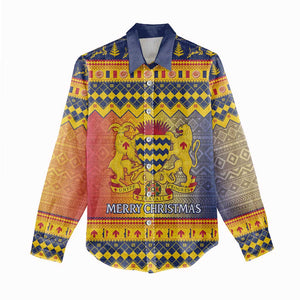 Afro Chad Christmas Women Casual Shirt Coat Of Arms With African Pattern