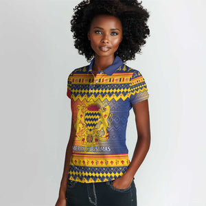 Afro Chad Christmas Women Polo Shirt Coat Of Arms With African Pattern