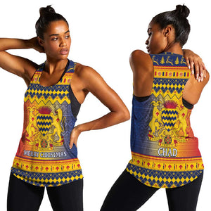 Afro Chad Christmas Women Racerback Tank Coat Of Arms With African Pattern