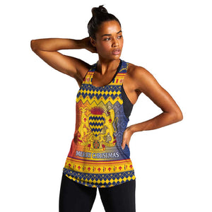 Afro Chad Christmas Women Racerback Tank Coat Of Arms With African Pattern