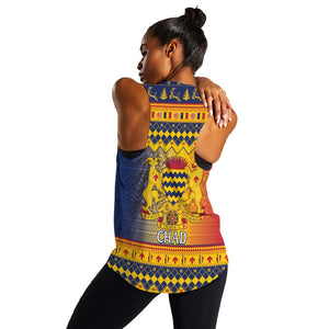 Afro Chad Christmas Women Racerback Tank Coat Of Arms With African Pattern