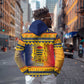 Afro Chad Christmas Zip Hoodie Coat Of Arms With African Pattern
