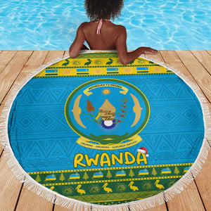 Afro Rwanda Christmas Beach Blanket Noheli Nziza Coat Of Arms - African Pattern