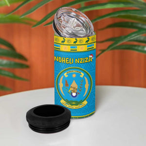 Afro Rwanda Christmas 4 in 1 Can Cooler Tumbler Noheli Nziza Coat Of Arms - African Pattern