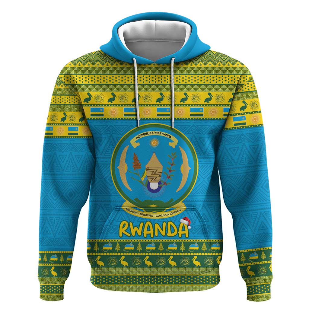 Afro Rwanda Christmas Hoodie Noheli Nziza Coat Of Arms - African Pattern