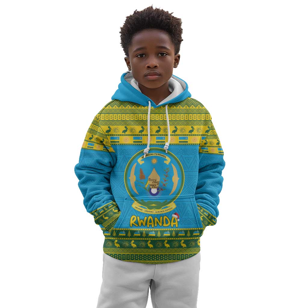 Afro Rwanda Christmas Kid Hoodie Noheli Nziza Coat Of Arms - African Pattern