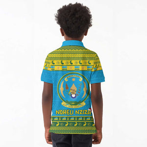 Afro Rwanda Christmas Kid Polo Shirt Noheli Nziza Coat Of Arms - African Pattern