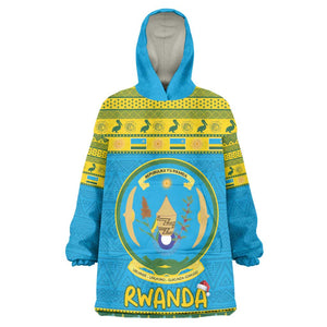 Afro Rwanda Christmas Kid Wearable Blanket Hoodie Noheli Nziza Coat Of Arms - African Pattern