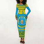 Afro Rwanda Christmas Long Sleeve Bodycon Dress Noheli Nziza Coat Of Arms - African Pattern LT15