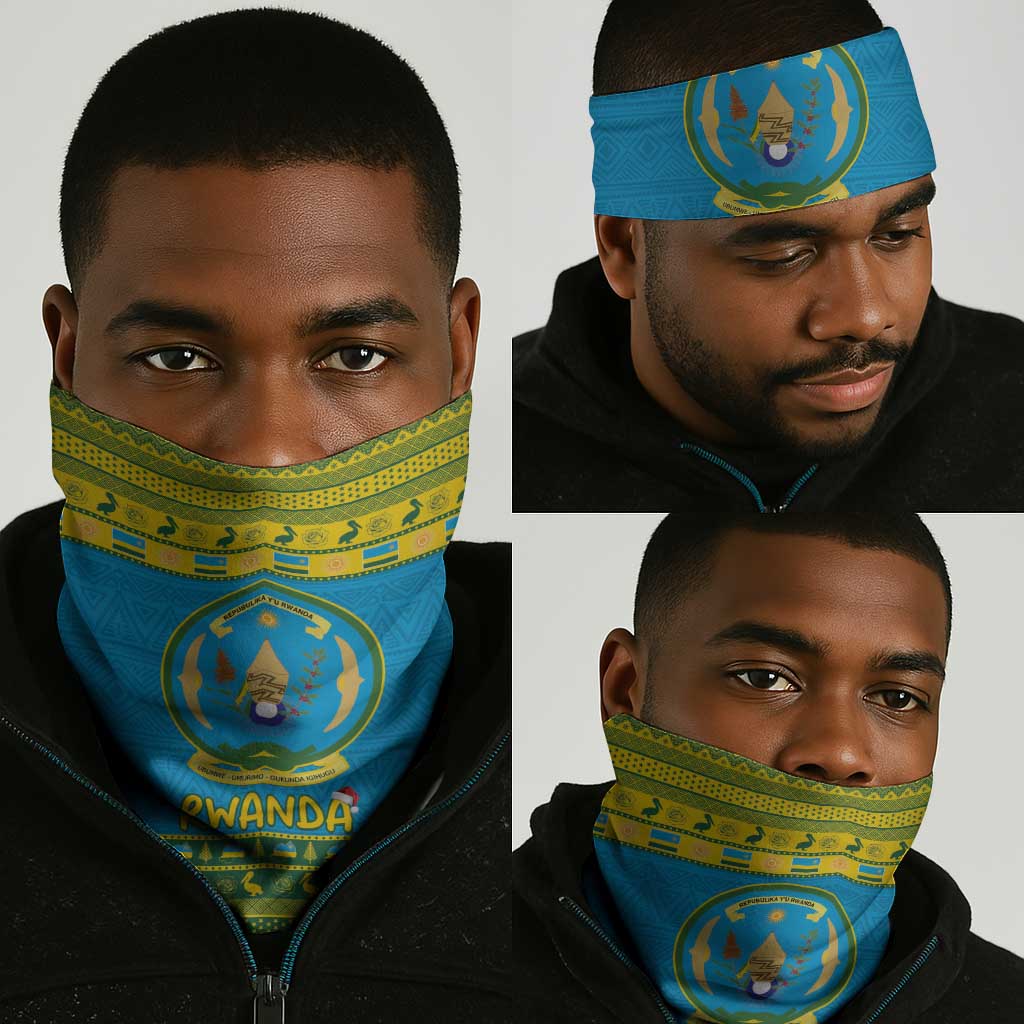 Afro Rwanda Christmas Neck Gaiter Noheli Nziza Coat Of Arms - African Pattern LT15