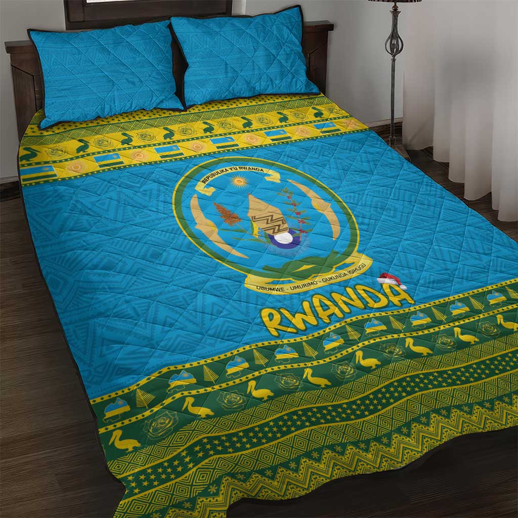 Afro Rwanda Christmas Quilt Bed Set Noheli Nziza Coat Of Arms - African Pattern