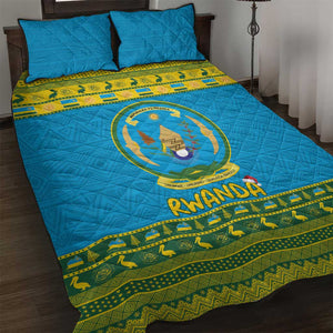 Afro Rwanda Christmas Quilt Bed Set Noheli Nziza Coat Of Arms - African Pattern