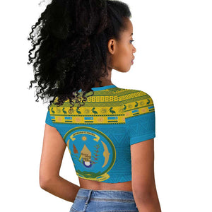 Afro Rwanda Christmas Raglan Cropped T shirt Noheli Nziza Coat Of Arms - African Pattern