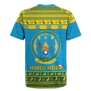 Afro Rwanda Christmas Rugby Jersey Noheli Nziza Coat Of Arms - African Pattern