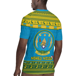 Afro Rwanda Christmas Rugby Jersey Noheli Nziza Coat Of Arms - African Pattern