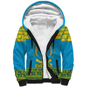 Afro Rwanda Christmas Sherpa Hoodie Noheli Nziza Coat Of Arms - African Pattern