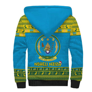 Afro Rwanda Christmas Sherpa Hoodie Noheli Nziza Coat Of Arms - African Pattern