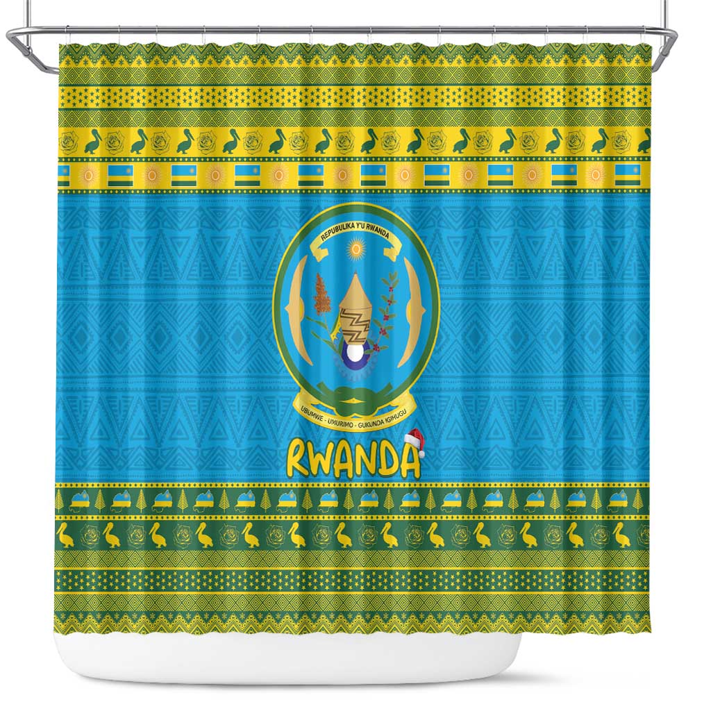 Afro Rwanda Christmas Shower Curtain Noheli Nziza Coat Of Arms - African Pattern