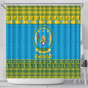 Afro Rwanda Christmas Shower Curtain Noheli Nziza Coat Of Arms - African Pattern