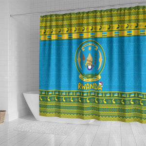 Afro Rwanda Christmas Shower Curtain Noheli Nziza Coat Of Arms - African Pattern