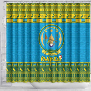 Afro Rwanda Christmas Shower Curtain Noheli Nziza Coat Of Arms - African Pattern