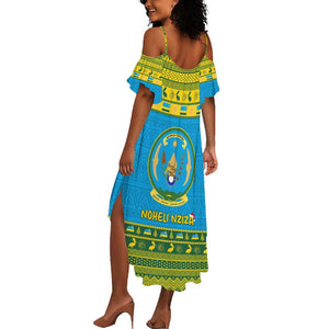 Afro Rwanda Christmas Summer Maxi Dress Noheli Nziza Coat Of Arms - African Pattern