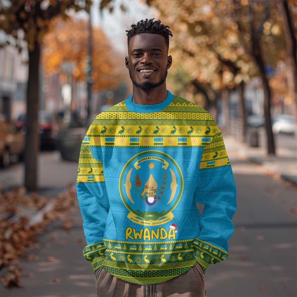 Afro Rwanda Christmas Sweatshirt Noheli Nziza Coat Of Arms - African Pattern