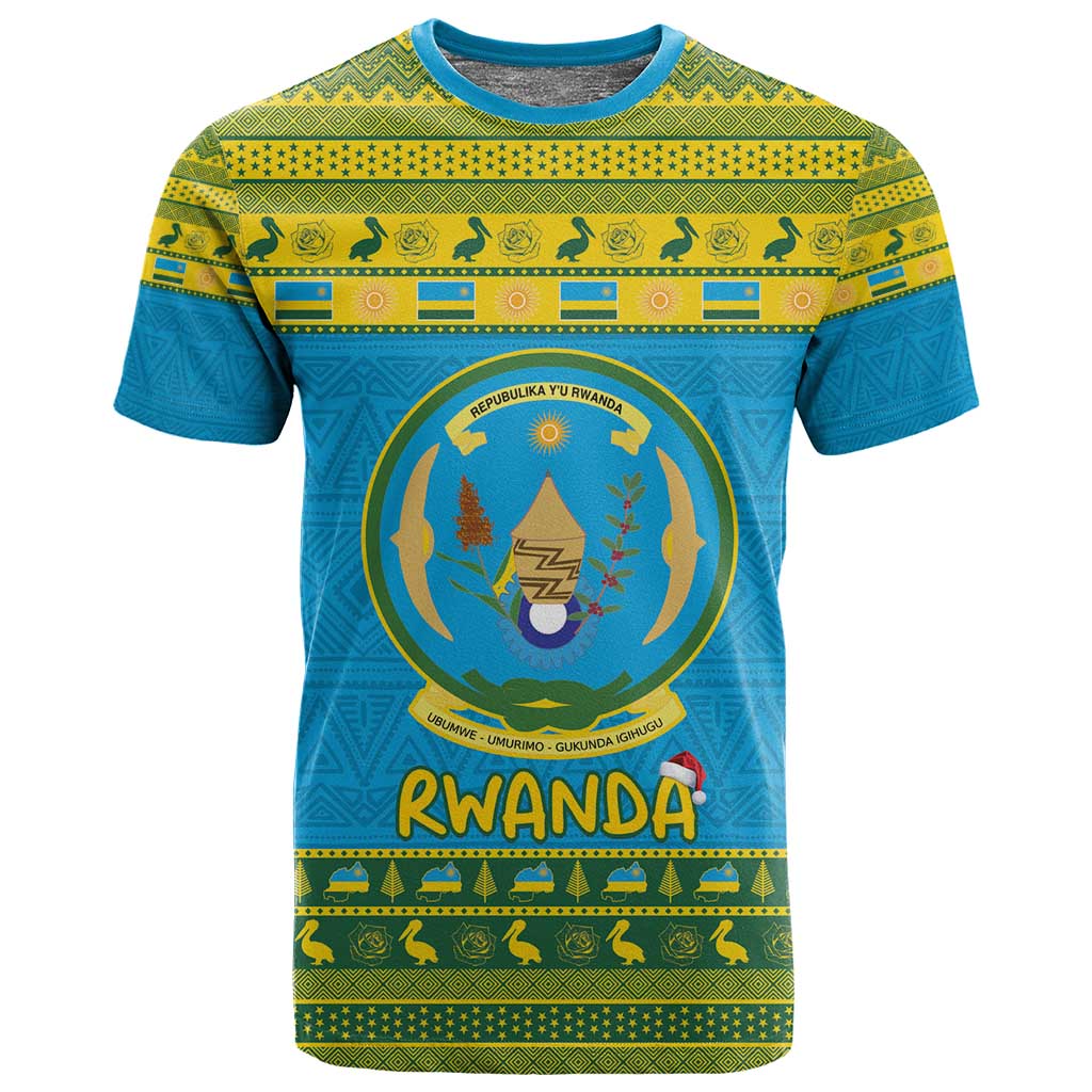 Afro Rwanda Christmas T shirt Noheli Nziza Coat Of Arms - African Pattern