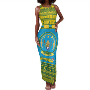 Afro Rwanda Christmas Tank Maxi Dress Noheli Nziza Coat Of Arms - African Pattern