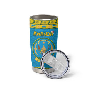Afro Rwanda Christmas Tumbler Cup Noheli Nziza Coat Of Arms - African Pattern