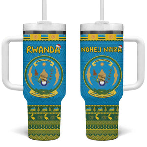 Afro Rwanda Christmas Tumbler With Handle Noheli Nziza Coat Of Arms - African Pattern