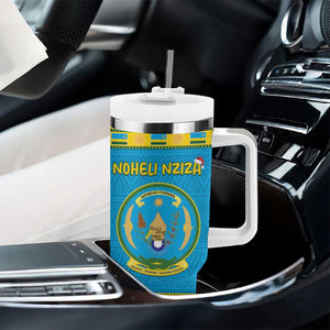 Afro Rwanda Christmas Tumbler With Handle Noheli Nziza Coat Of Arms - African Pattern