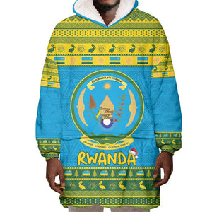 Afro Rwanda Christmas Wearable Blanket Hoodie Noheli Nziza Coat Of Arms - African Pattern